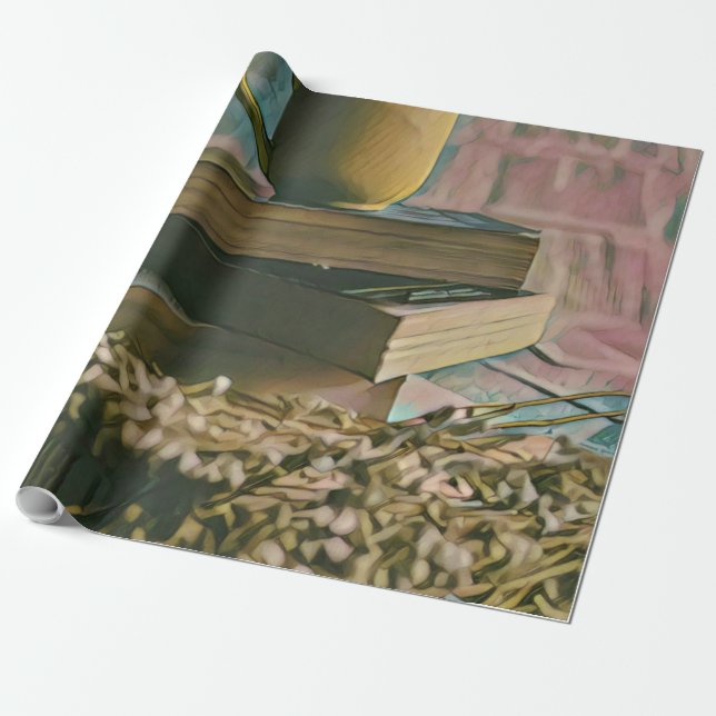 Library lover artwork wrapping paper (Unrolled)