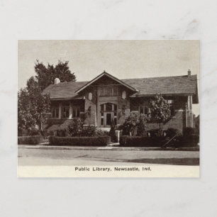 Library, New Castle, IN Vintage Postcard