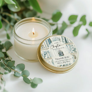 Library New Chapter Blue Boy Book Baby Shower Classic Round Sticker