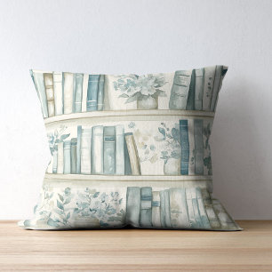 Library New Chapter Blue Boy Book Baby Shower Throw Pillow