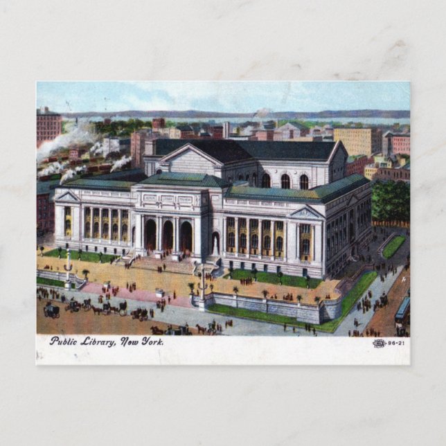 Library, New York City 1908 Vintage Postcard (Front)