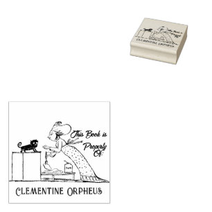 Library Of Cat Lady Book Ownership   Ink Stamp
