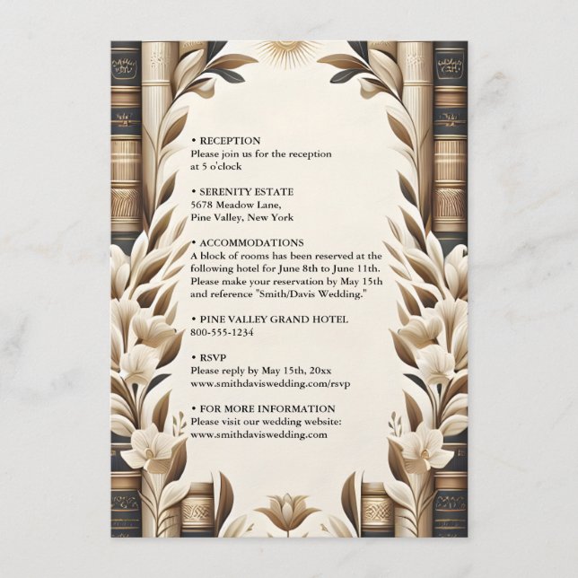 Library Old English Book Club Cover Wedding Enclosure Card (Front)