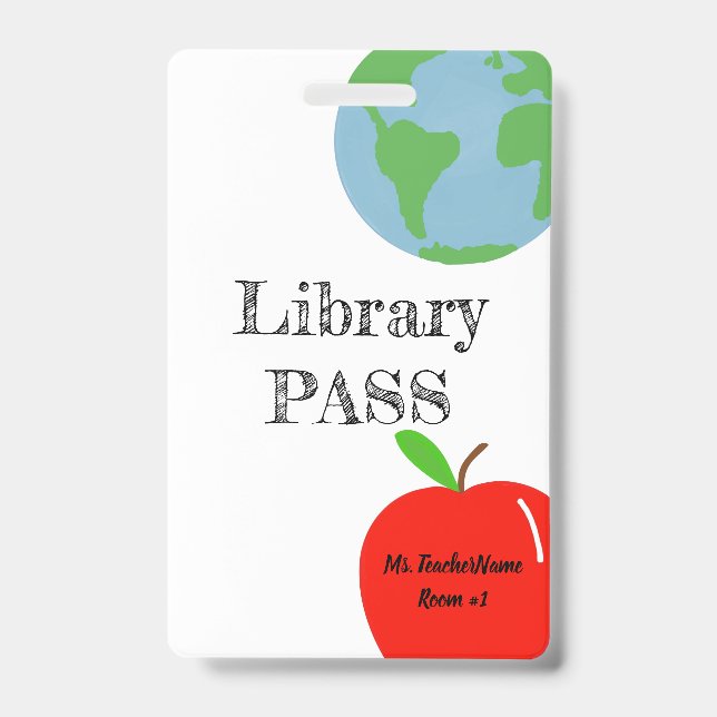Library Pass Personalized Badge (Front)
