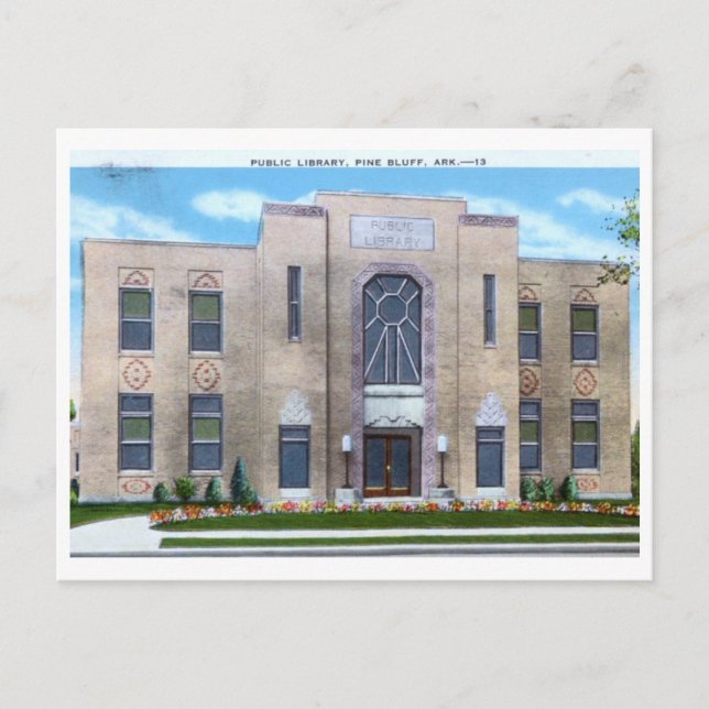 Library, Pine Bluff, Arkansas Vintage Postcard (Front)