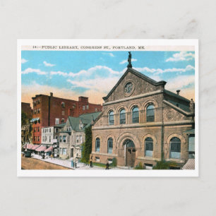 Library, Portland, ME Vintage Postcard