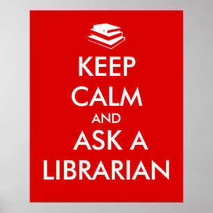 Library Poster Keep Calm Stack of Books Template