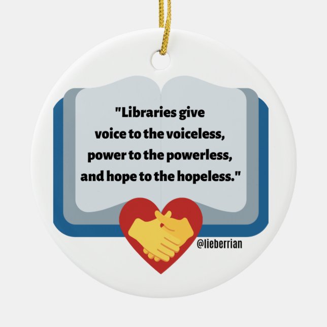 LIBRARY QUOTE CHRISTMAS ORNAMENT (Front)
