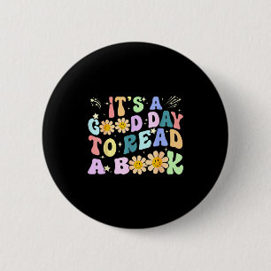 Library reading lovers funny good day to read book 2 inch round button