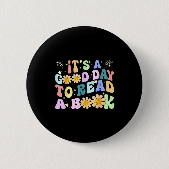 Library reading lovers funny good day to read book 2 inch round button (Front)