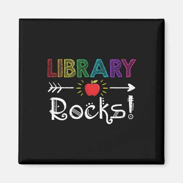 Library Rocks Teacher Student Fun Back To School G Magnet (Front)
