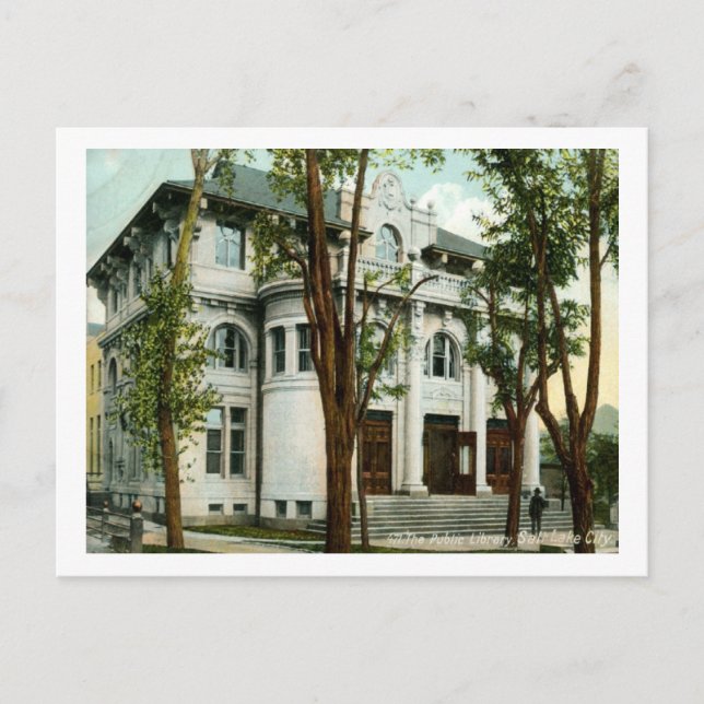 Library, Salt Lake City 1908 Vintage Postcard (Front)
