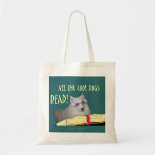Library - Samoyed - Cool Dogs Read Literacy Tote Bag