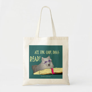 Library - Samoyed - Cool Dogs Read Literacy Tote Bag