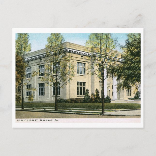 Library, Savannah, GA Vintage Postcard (Front)