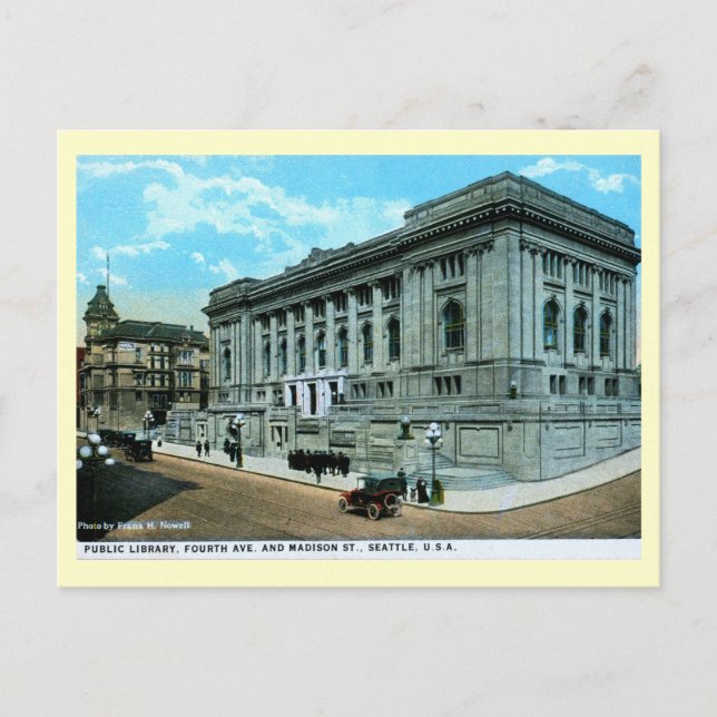Library, Seattle, Washington Vintage Postcard (Front)