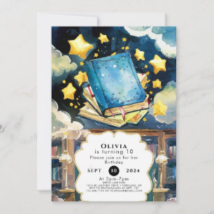  Library Simple Magical Storybook Birthday Invitation