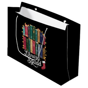 Library Squad Christmas Book Lovers Team Reading  Large Gift Bag