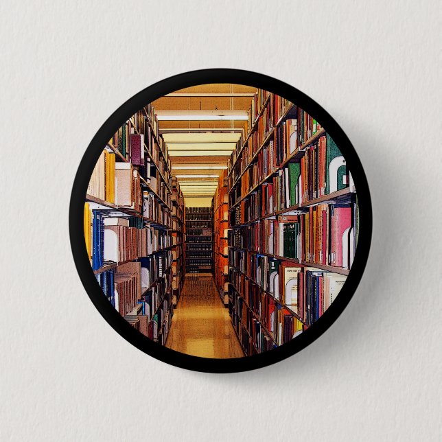 Library Stacks 2 Inch Round Button (Front)