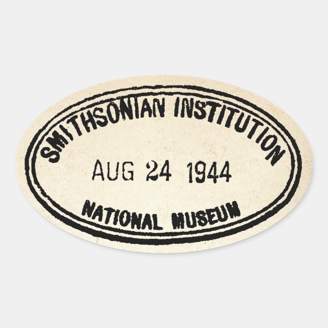 Library Stamp Smithsonian Institution 1944 Oval Sticker (Front)