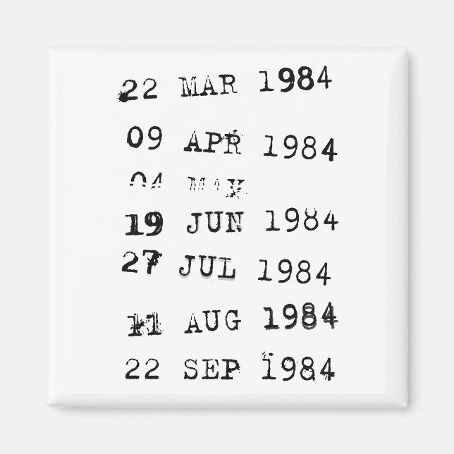 Library Stamps Date Due 1984 Magnet (Front)
