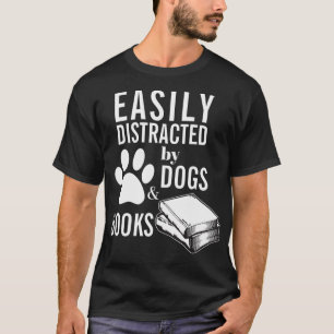 Library Themed Easily Distracted By Books and T-Shirt