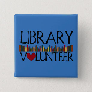 Library Volunteer Books - Change Colour 2 Inch Square Button