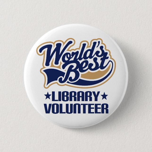 Library Volunteer Gift 2 Inch Round Button (Front)