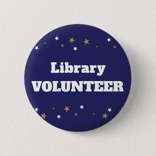 Library Volunteer with Stars Identification 2 Inch Round Button