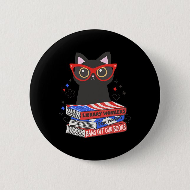 Library Workers For Kamala Banned Books Librarian  2 Inch Round Button (Front)