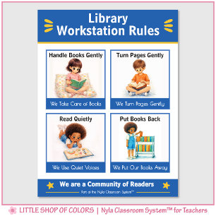 Library Workstation Rules Teacher Anchor Chart