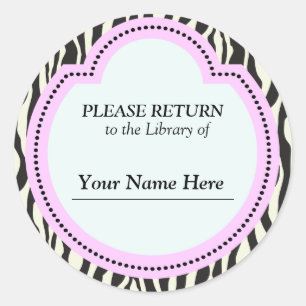 Library Zebra Print Sticker - Please Return