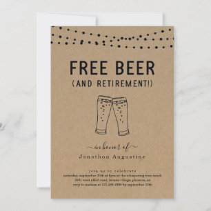 Libre Bière Drôle Retraite Fête Invitation