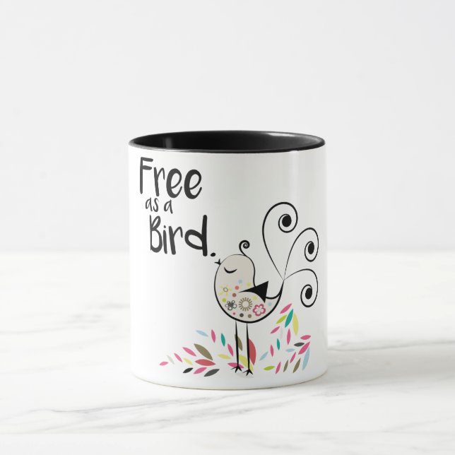 Libre mignon comme tasse de café d'oiseau (Centre)