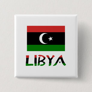Libya and Libyan Flag 2 Inch Square Button