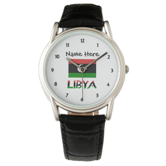 Libya and Libyan Flag Personalized  Watch (Front)