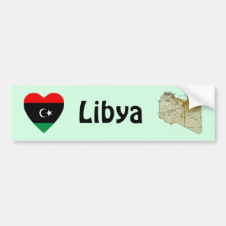 Libya Flag Heart + Map Bumper Sticker