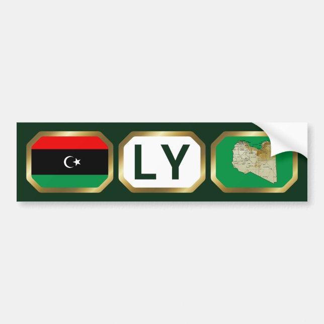 Libya Flag Map Code Bumper Sticker (Front)