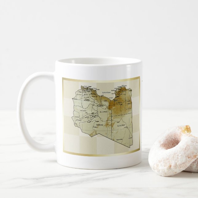 Libya Flag + Map Mug (With Donut)