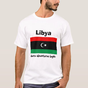 Libya Flag + Map + Text T-Shirt