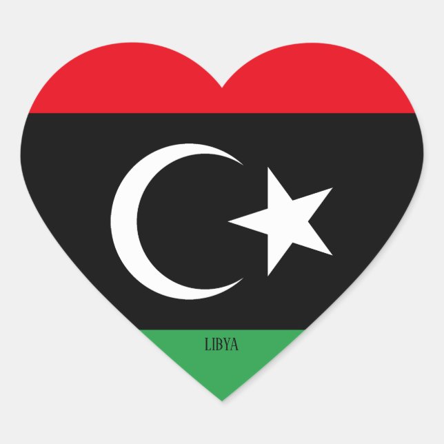 Libya Flag Splendid Patriotic Heart Sticker (Front)