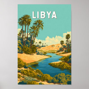 Libya Illustration Travel Art Vintage Poster