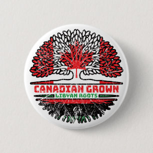 Libya Libyan Canadian Canada Tree Roots Flag 2 Inch Round Button