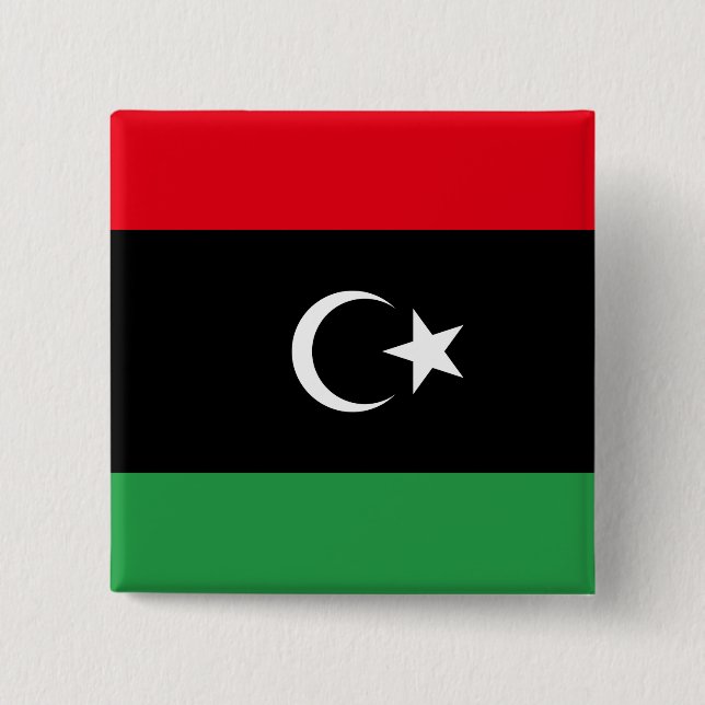 Libya (Libyan) Flag 2 Inch Square Button (Front)