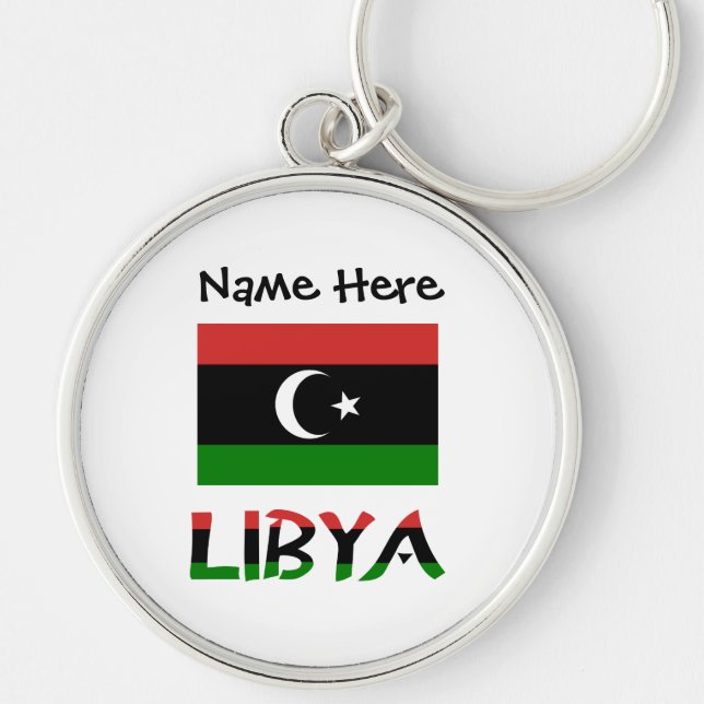 Libya Libyan Flag Black Personalization  Keychain (Front)