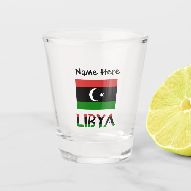 Libya Libyan Flag Personalized  Shot Glass (Front)