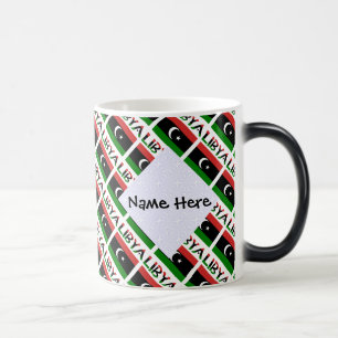 Libya Libyan Flag Tiled Black Personalization Magic Mug