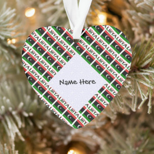Libya Libyan Flag Tiled Black Personalization Ornament