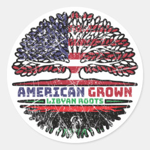 Libya Libyan US American USA United States Tree Classic Round Sticker