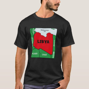 Libya Political map in flag colours. Neighbouring  T-Shirt